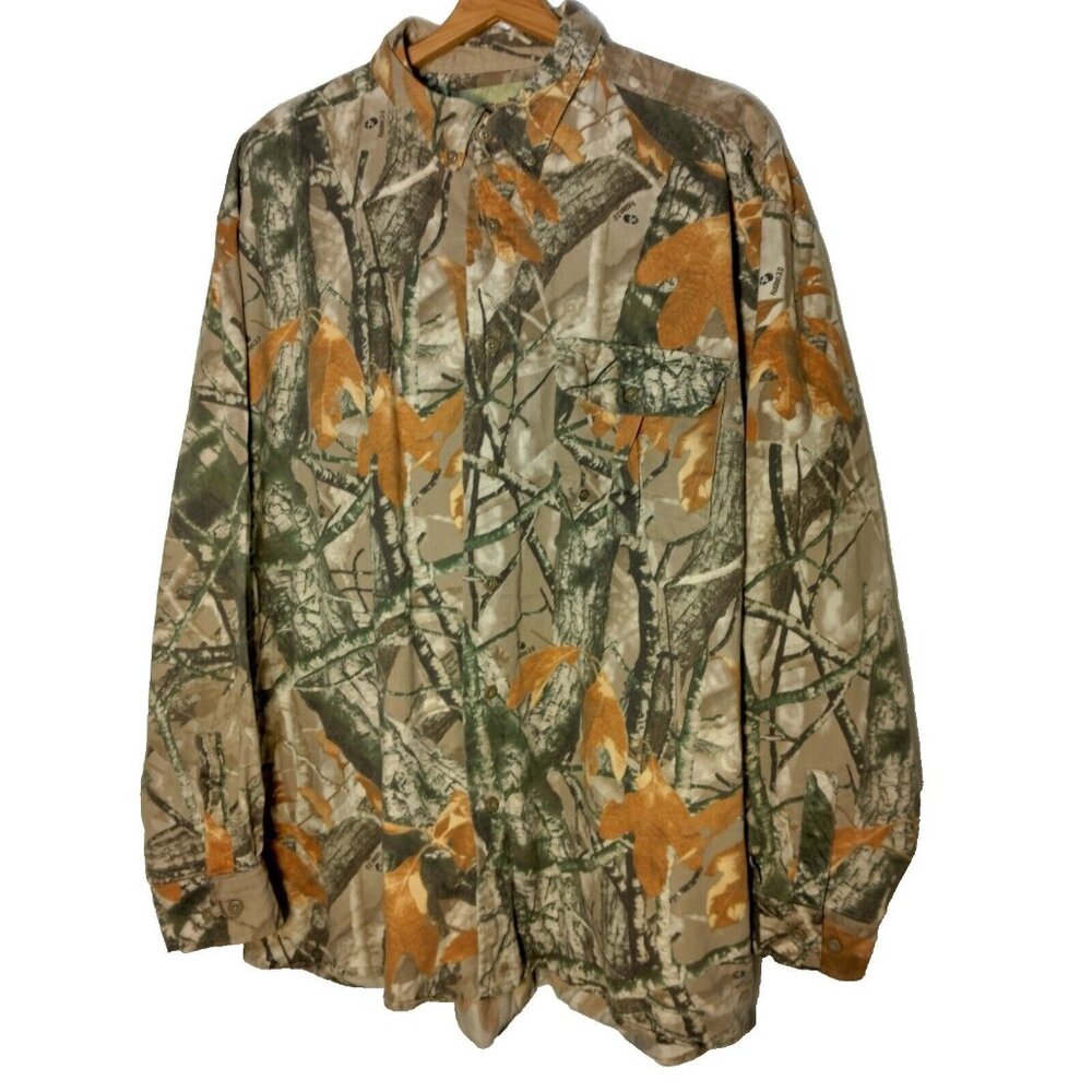 Outfitters Ridge Tree Camo Shirt Men XL Button Down Long Sleeve Twill Camouflage